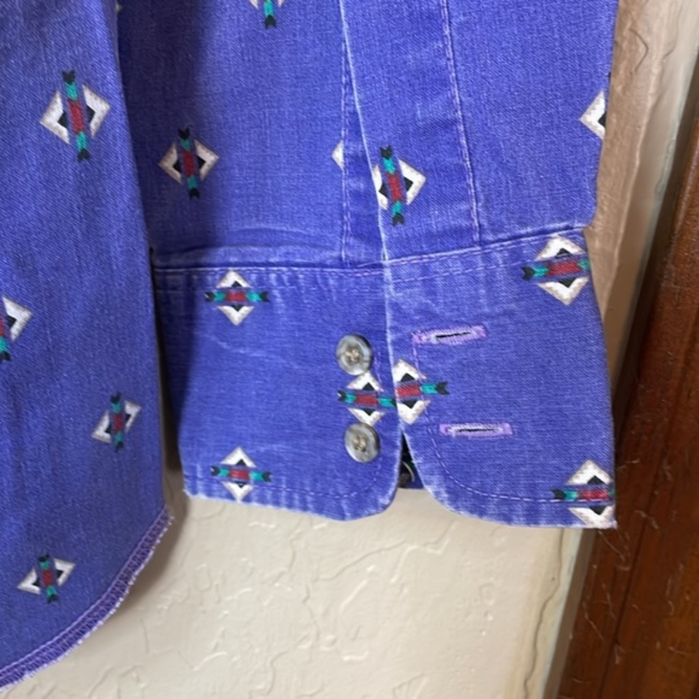 Wrangler Vintage Cowboy Cut Long Sleeve XL Tails Purple Southwest Aztec Size 16 - Picture 7 of 14